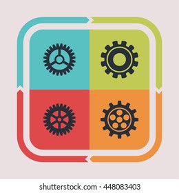 Gear and machine icons. Technology pictogram. Options vector graphic. Mechanical design collection.