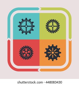 Gear and machine icons. Technology pictogram. Options vector graphic. Mechanical design collection.