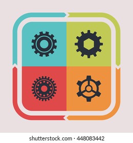 Gear and machine icons. Technology pictogram. Options vector graphic. Mechanical design collection.