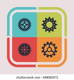 Gear and machine icons. Technology pictogram. Options vector graphic. Mechanical design collection.