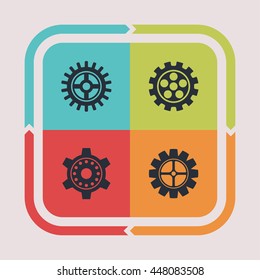 Gear and machine icons. Technology pictogram. Options vector graphic. Mechanical design collection.