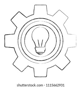 gear machine with light bulb isolated icon