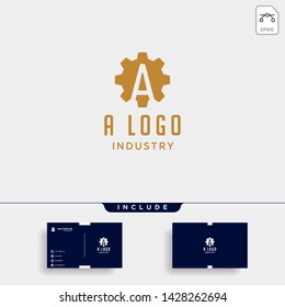 gear machine logo initial a industry vector icon design