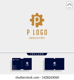 gear machine logo initial p industry vector icon design