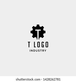 gear machine logo initial t industry vector icon design