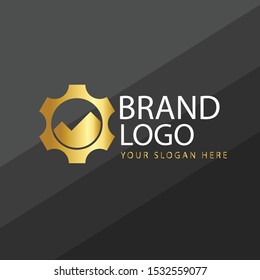 Gear machine logo multimedia concept with golden gradient