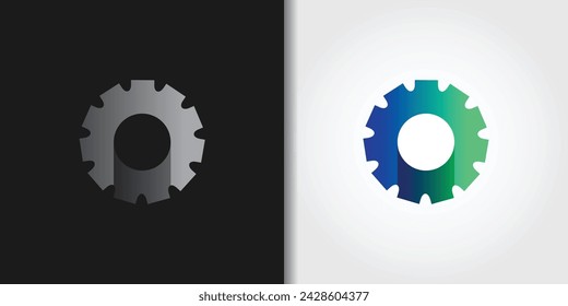 gear machine logo set vector
