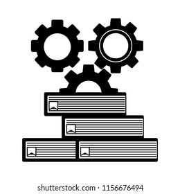 gear machine with pile books isolated icon