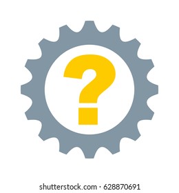 gear machine with question isolated icon