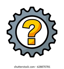 gear machine with question isolated icon