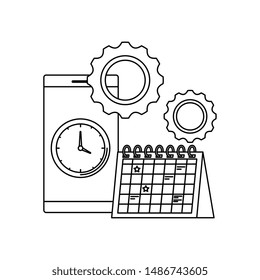 gear machine settings with calendar