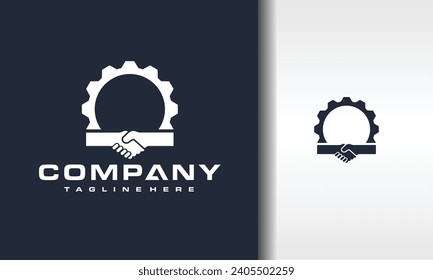 gear machine shaking hands logo