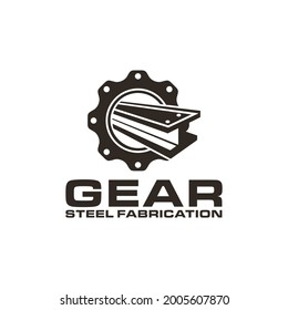 Gear Machine With Steel Metal For Engineering Industrial Fabrication Logo Design