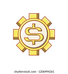 gear machine with symbol dollar isolated icon