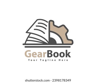 gear machine system book logo icon symbol design template illustration inspiration