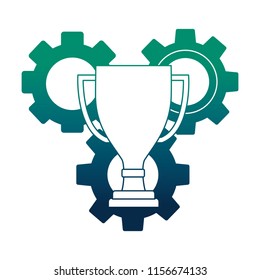 gear machine with trophy cup isolated icon