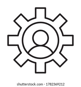 gear machine work with human avatar line style icon vector illustration design