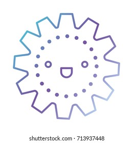 gear machinery cartoon kawaii in color gradient silhouette from purple to blue vector illustration