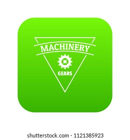 Gear machinery icon green vector isolated on white background