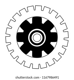 Gear machinery piece in black and white