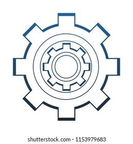 Gear machinery piece blue lines