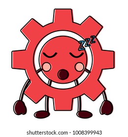 gear machinery piece cute kawaii cartoon