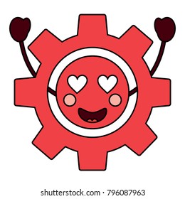 gear machinery piece cute kawaii cartoon