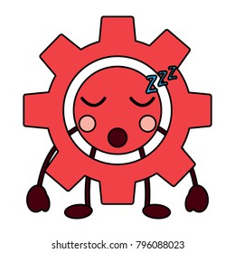 gear machinery piece cute kawaii cartoon