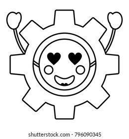 gear machinery piece cute kawaii cartoon
