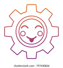 gear machinery piece cute kawaii cartoon