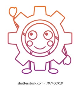 gear machinery piece cute kawaii cartoon