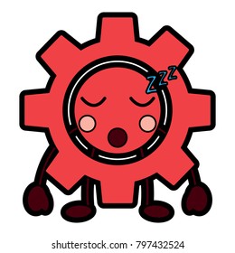 gear machinery piece cute kawaii cartoon