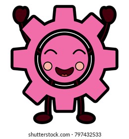 gear machinery piece cute kawaii cartoon