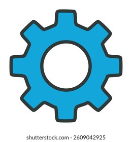 Gear machinery piece icon vector illustration. Blue cogwheel settings symbol design.