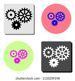 gear machinery. simple flat vector icon illustration on four different color backgrounds