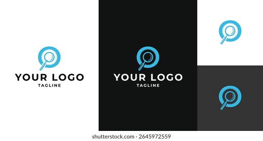 Gear and Magnifying Glass Logo Design