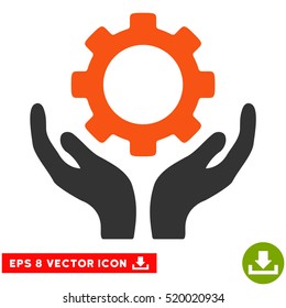 Gear Maintenance Hands EPS vector icon. Illustration style is flat iconic bicolor orange and gray symbol on white background.