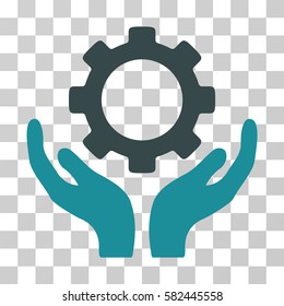 Gear Maintenance Hands vector pictogram. Illustration style is a flat iconic bicolor soft blue symbol on a transparent background.