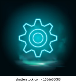 Gear , maintenance vector blue neon icon