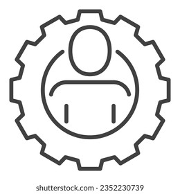 Gear with Man vector concept outline icon or symbol