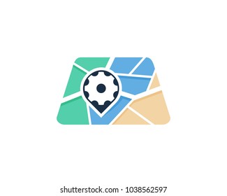 Gear Map Icon Logo Design Element
