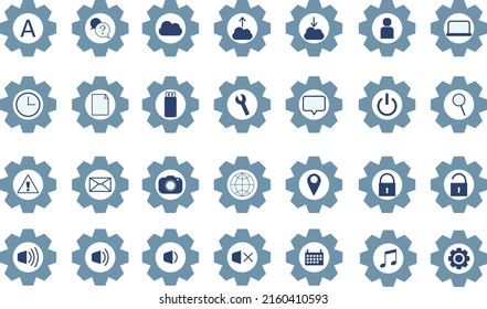 Gear mark web symbol icon set