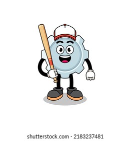 dibujos animados de mascota como jugador de béisbol, diseño de personajes