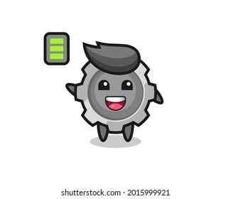 gear mascot character with energetic gesture , cute style design for t shirt, sticker, logo element