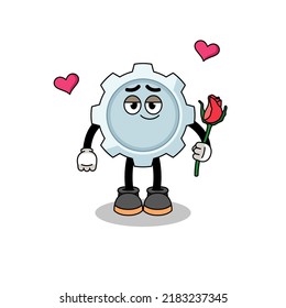 gear mascot falling in love , character design