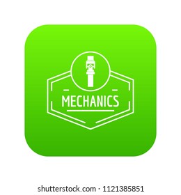 Gear mechanic icon green vector isolated on white background