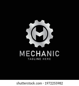 gear mechanic logo icon vector, letter m logo.