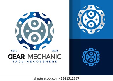 Gear mechanic technology logo design vector symbol icon illustration