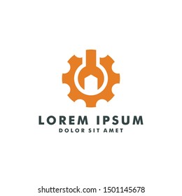 gear mechanical logo design template vector illustration
