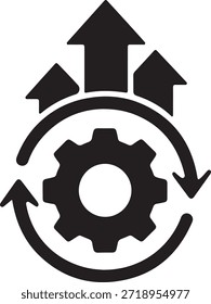 Mecanismo de engranaje con flechas que indican progreso aislado sobre fondo blanco, Vector, ilustración